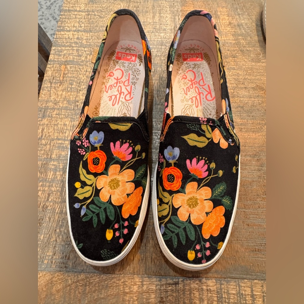 Rifle Paper Co. /Keds Women's Floral Slip-On Platform Shoes - Black Multi